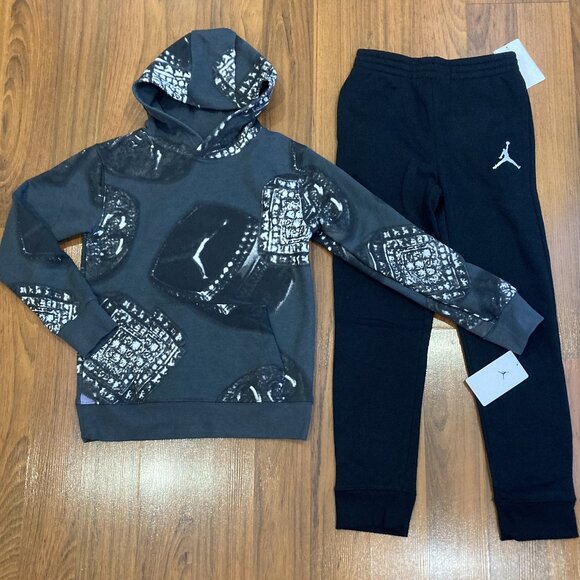 Nike Air Jordan Youth Boy Hoodie PANTS Tracksuit 2pc Size M-10/12 L-14/16 New - Picture 1 of 5